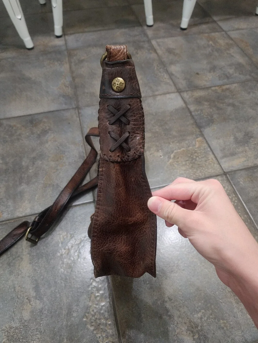 Patricia Nash Camila Brown Leather Tassel Crossbody Indie Boho Purse Bag